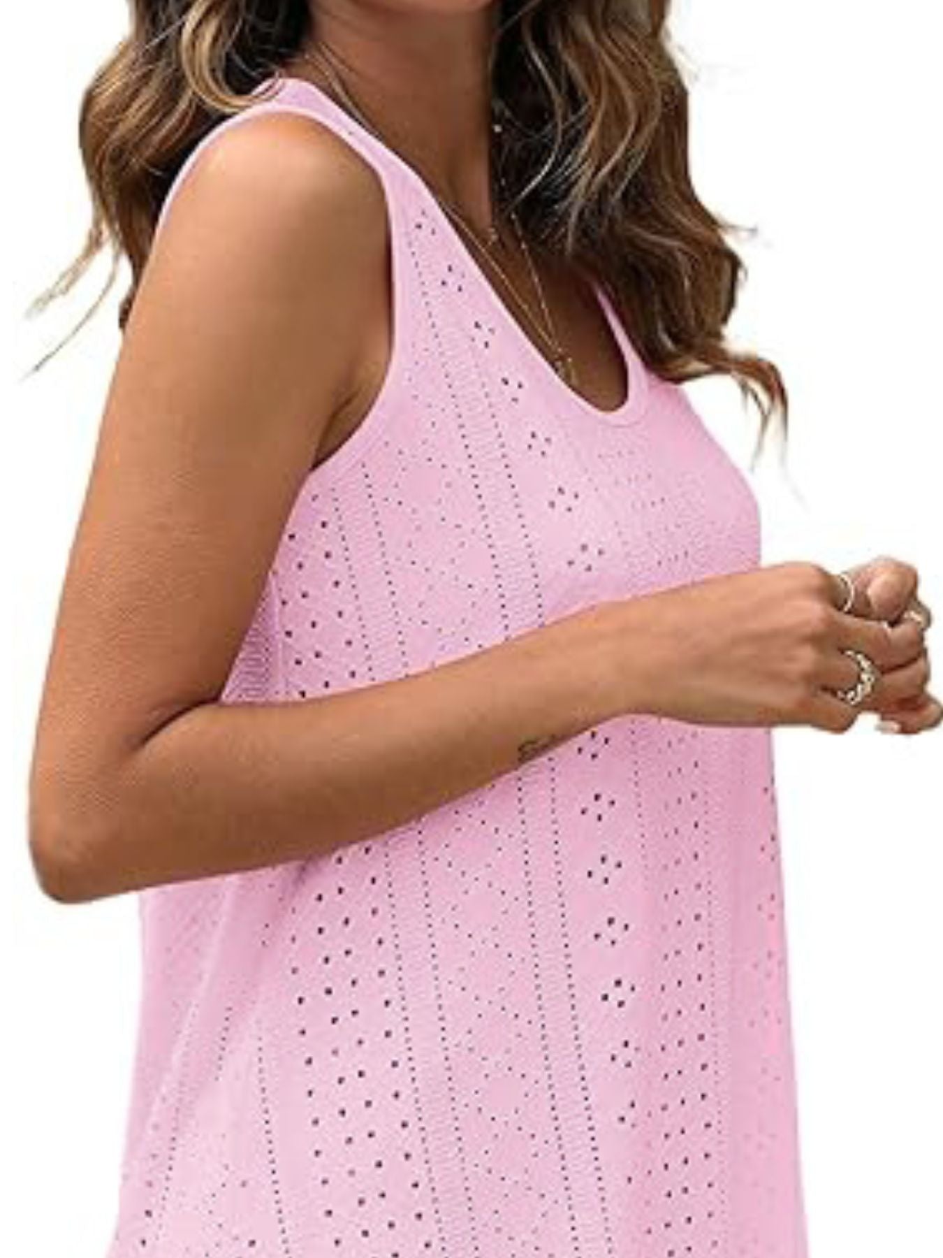 Eyelet Scoop Neck Tank