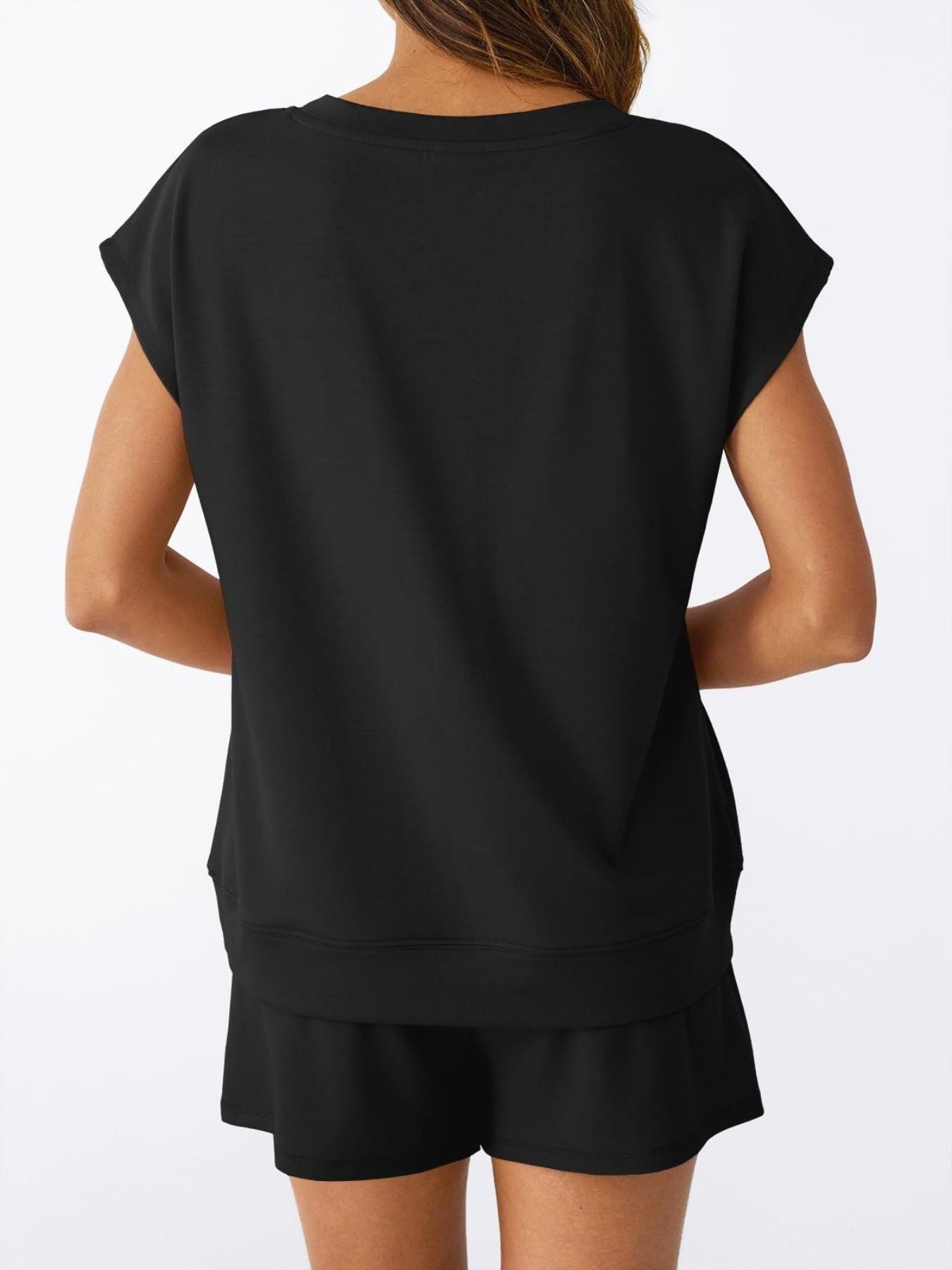 Casual V-Neck T-Shirt and Shorts Set
