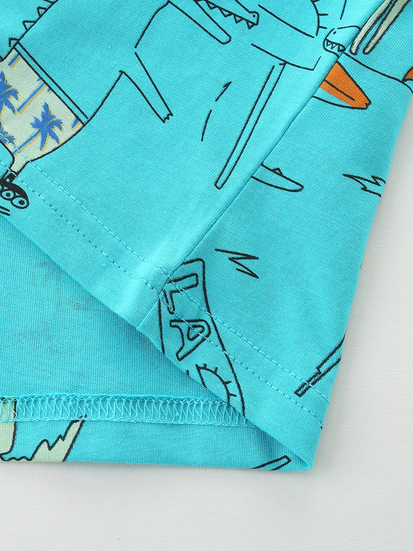 Children's Cartoon Print Crew Neck Short Sleeve Tee