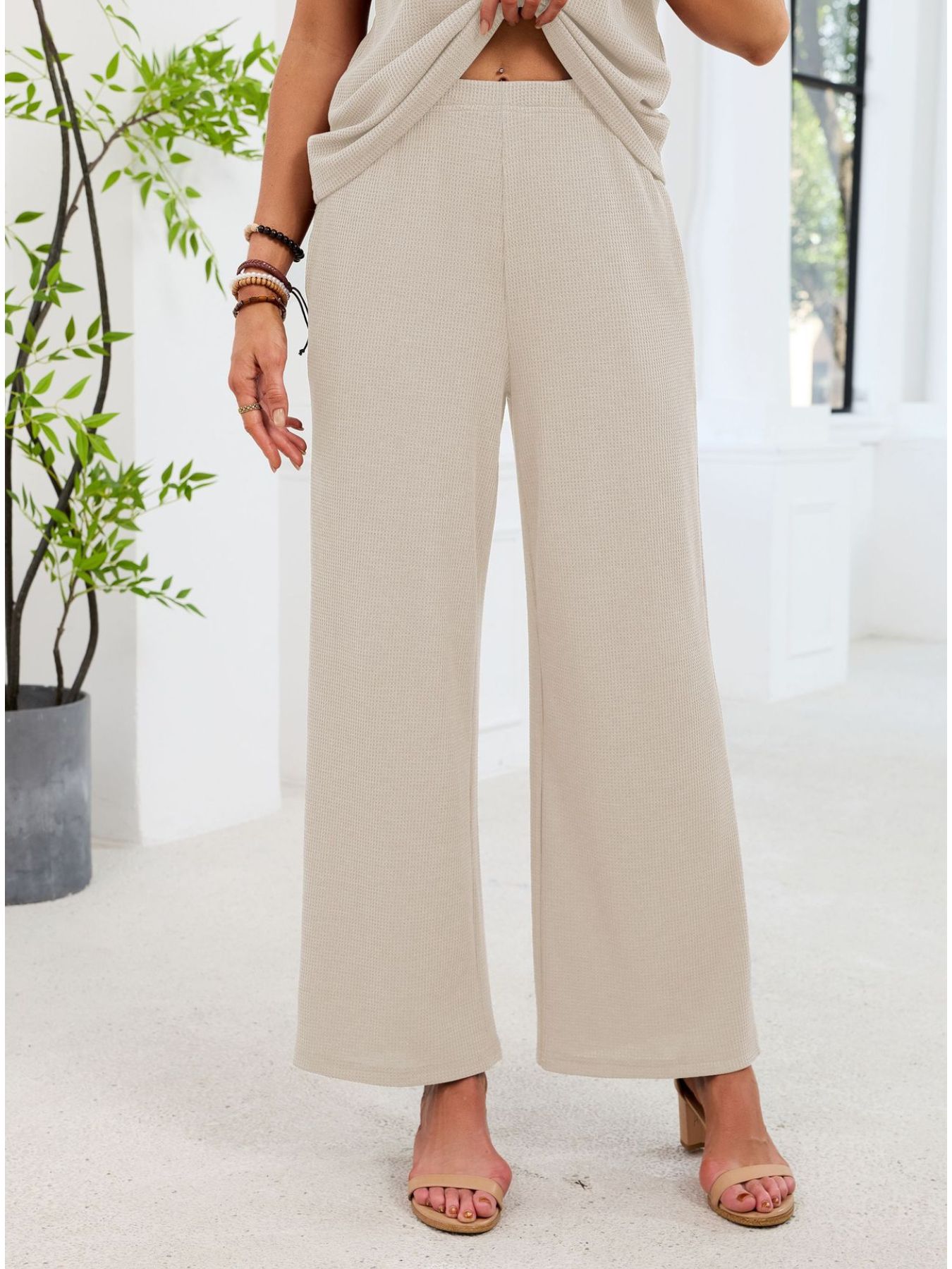 Lace Detail Short Sleeve Top and Pants Set