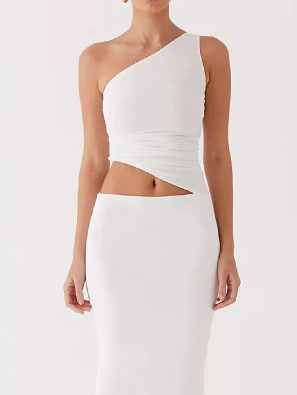 Full Size One-Shoulder Top and Maxi Skirt Set Plus Size