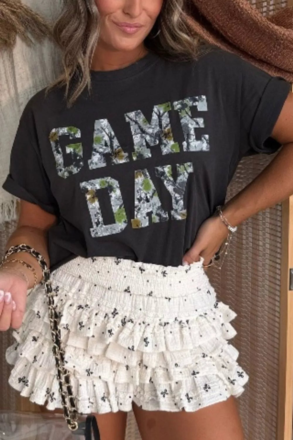 Game Day Camo Print Tee Short Sleeve Casual T-Shirt