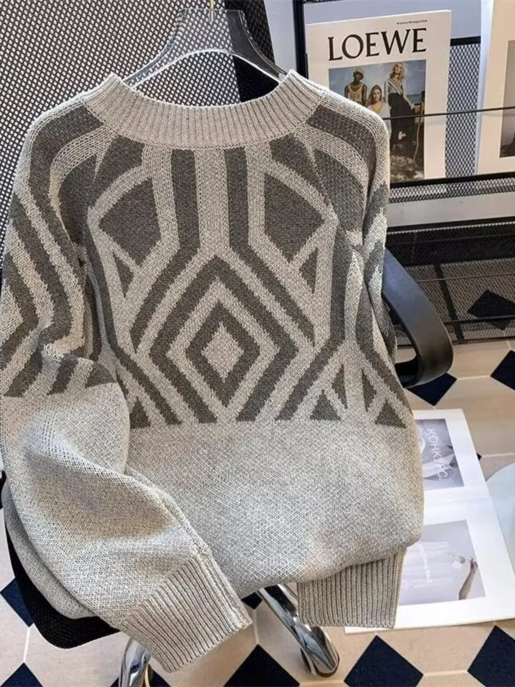 Men's Geometric Pattern Knitted Sweater