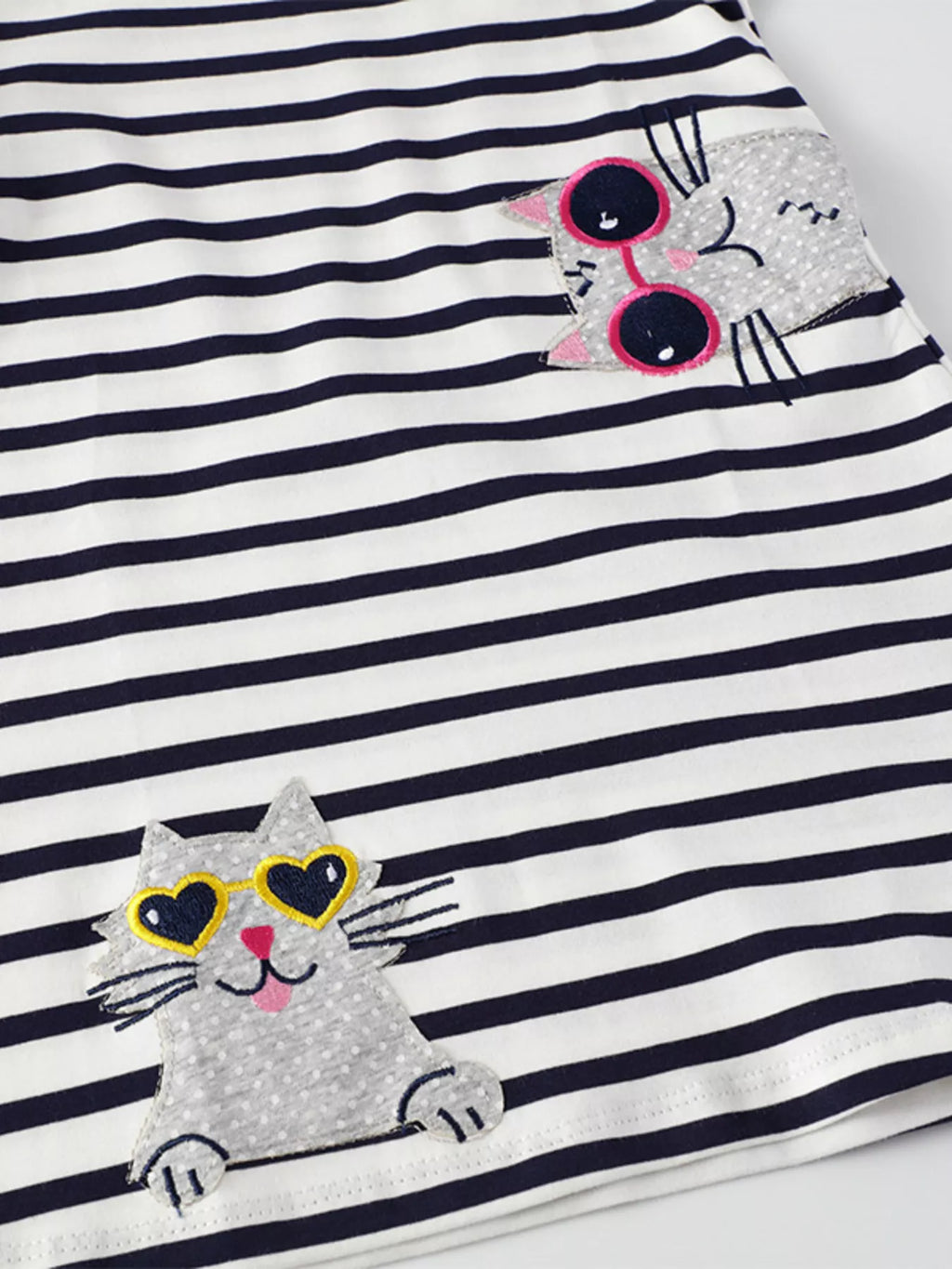 Children's Striped Cat Short Sleeve Dress
