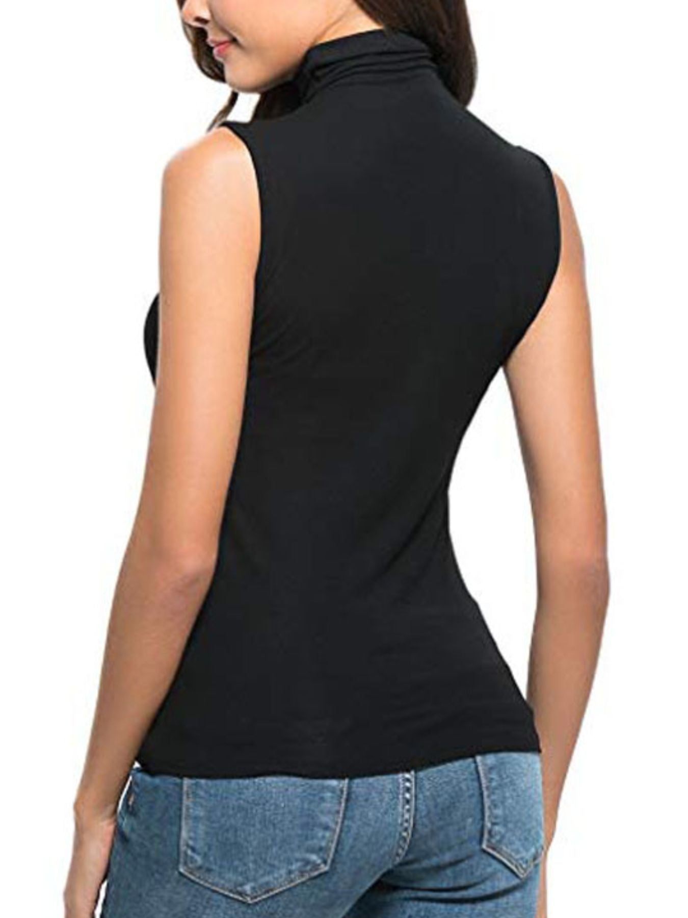 Sleeveless Turtleneck Slim Fit T-Shirt