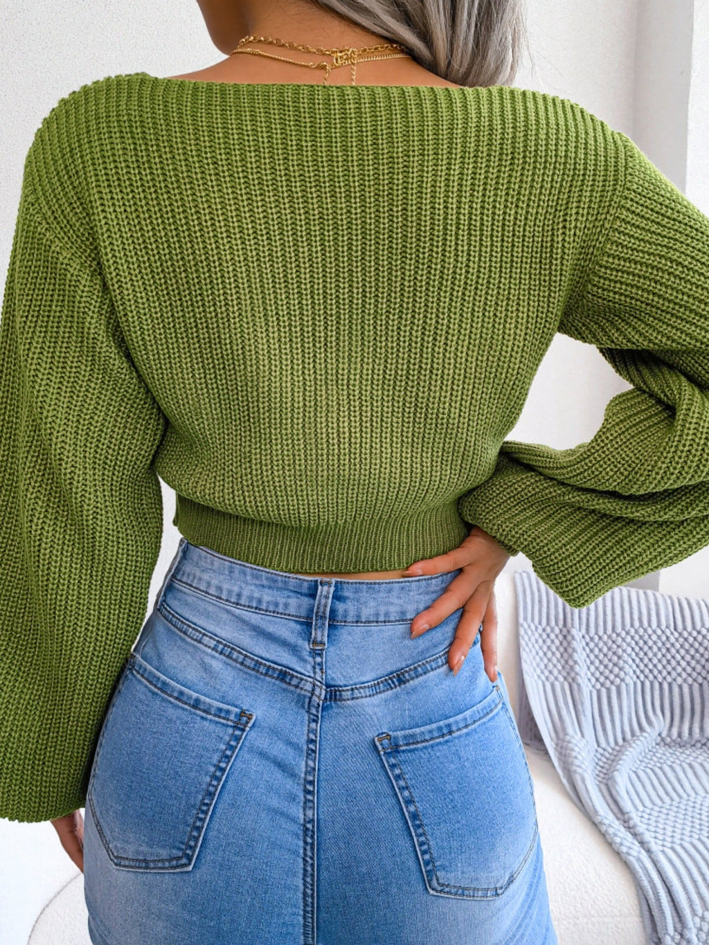 Tie-Front Cropped Sweater