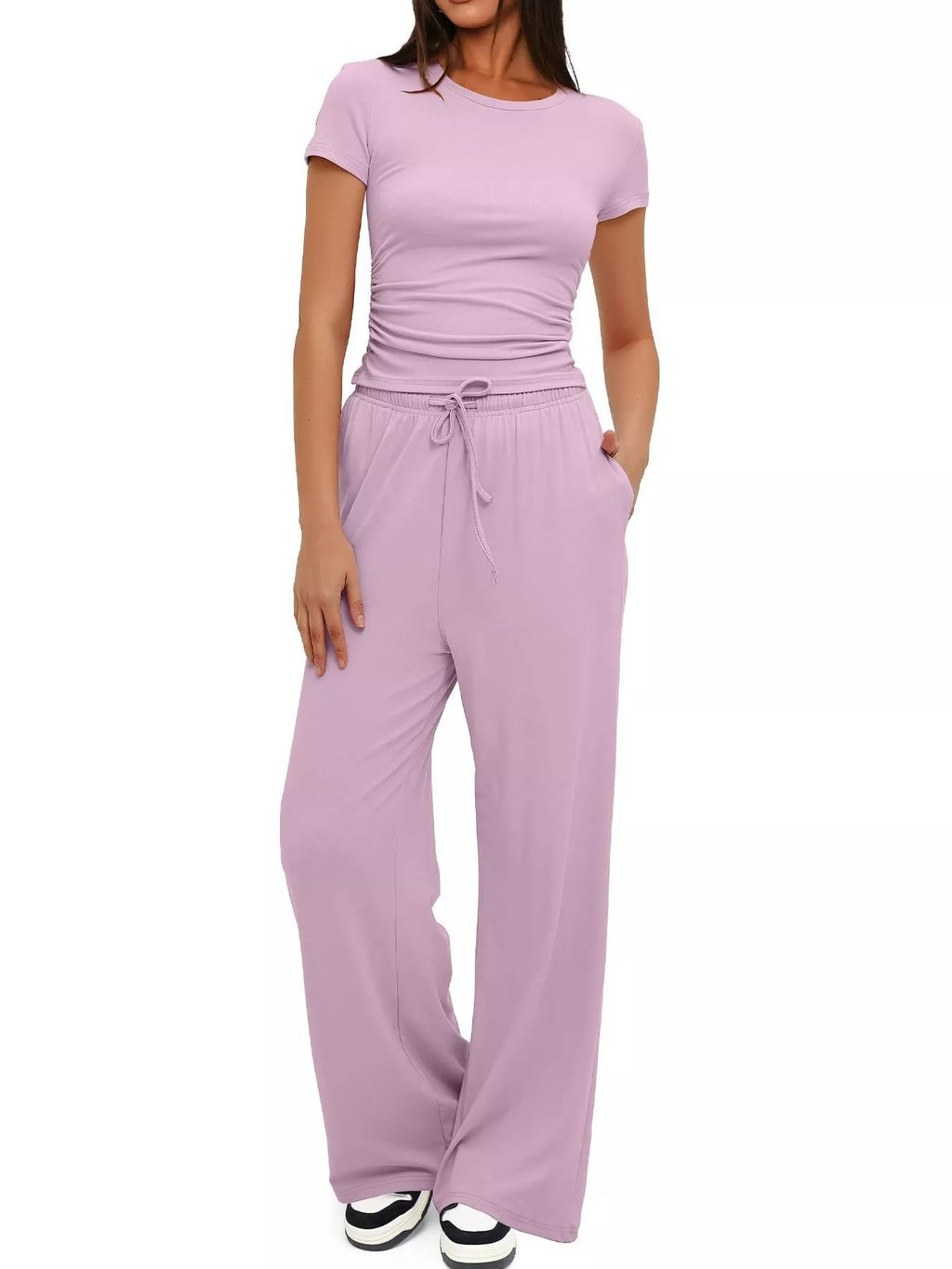 Short Sleeve Top and Drawstring Pants Set