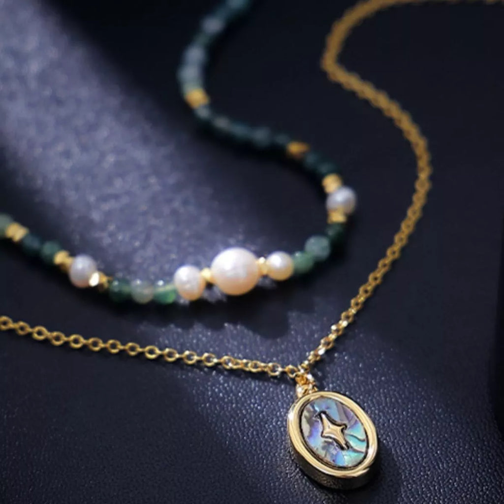2 Piece Freshwater Pearl 18K Gold-Plated Pendant Necklace