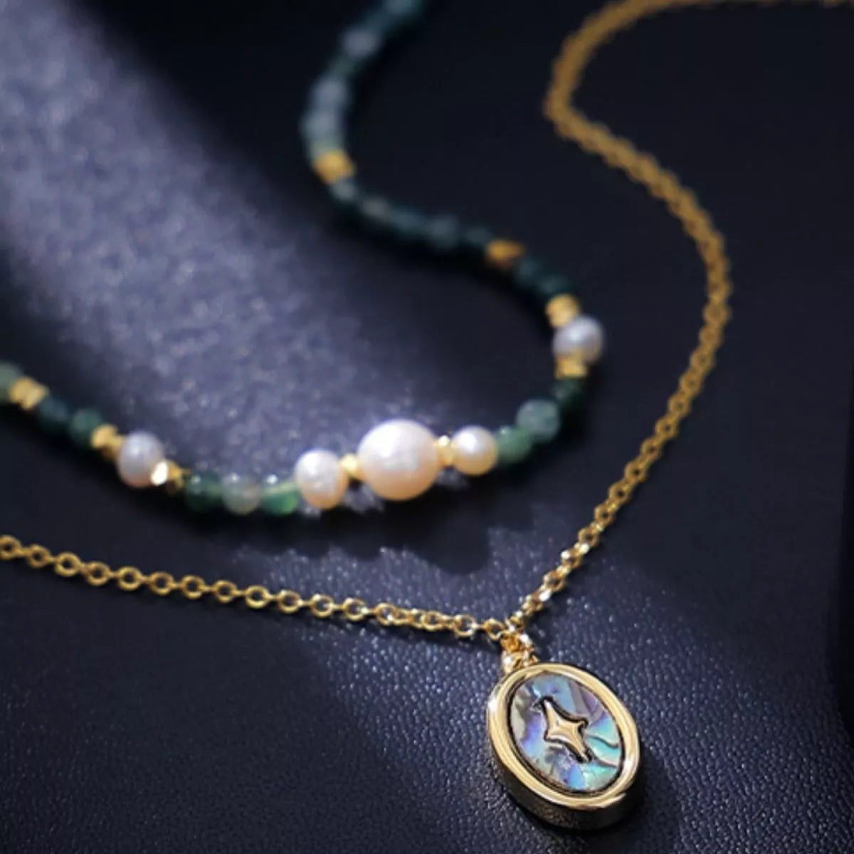 2 Piece Freshwater Pearl 18K Gold-Plated Pendant Necklace