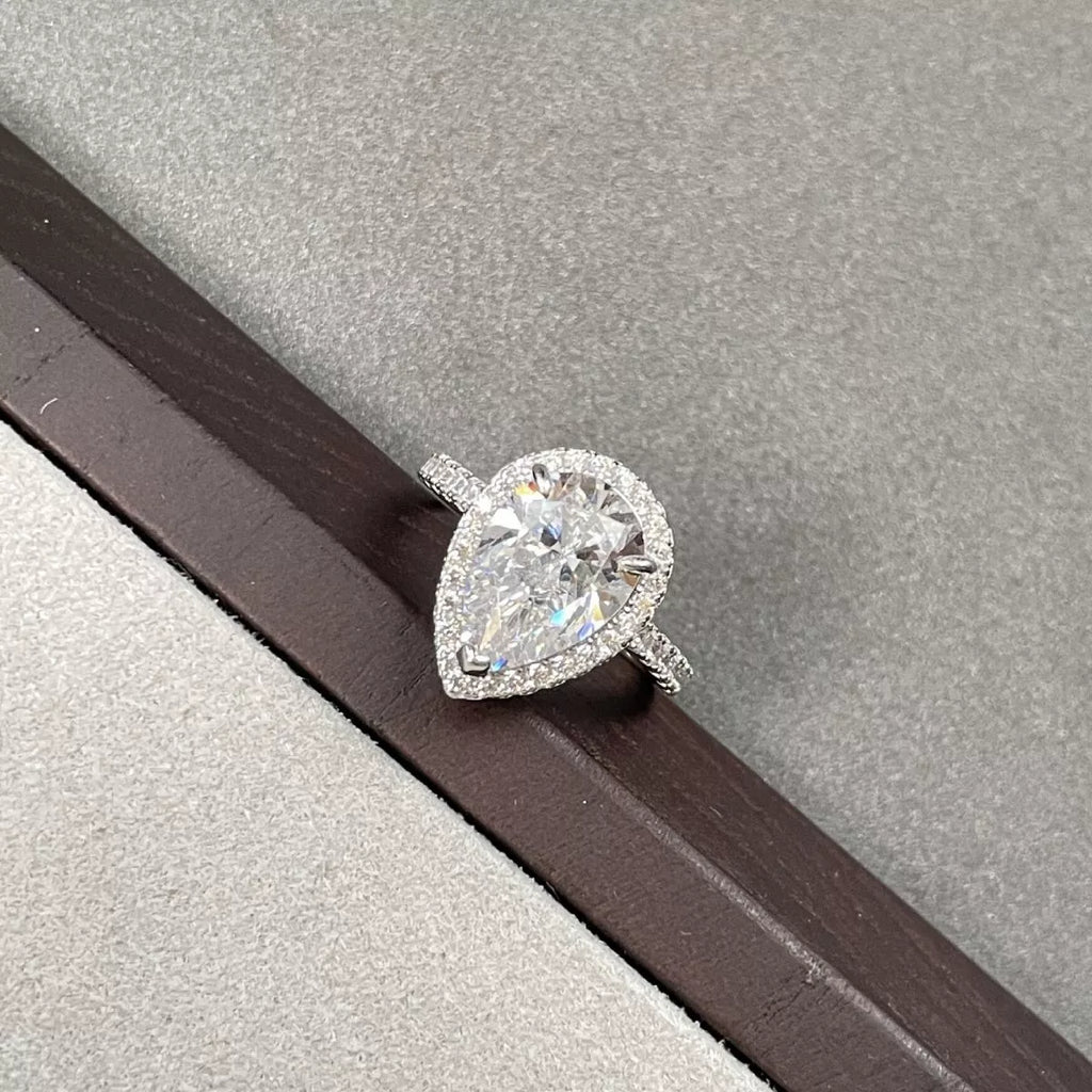 4 Carat 925 Sterling Silver Moissanite Teardrop Ring