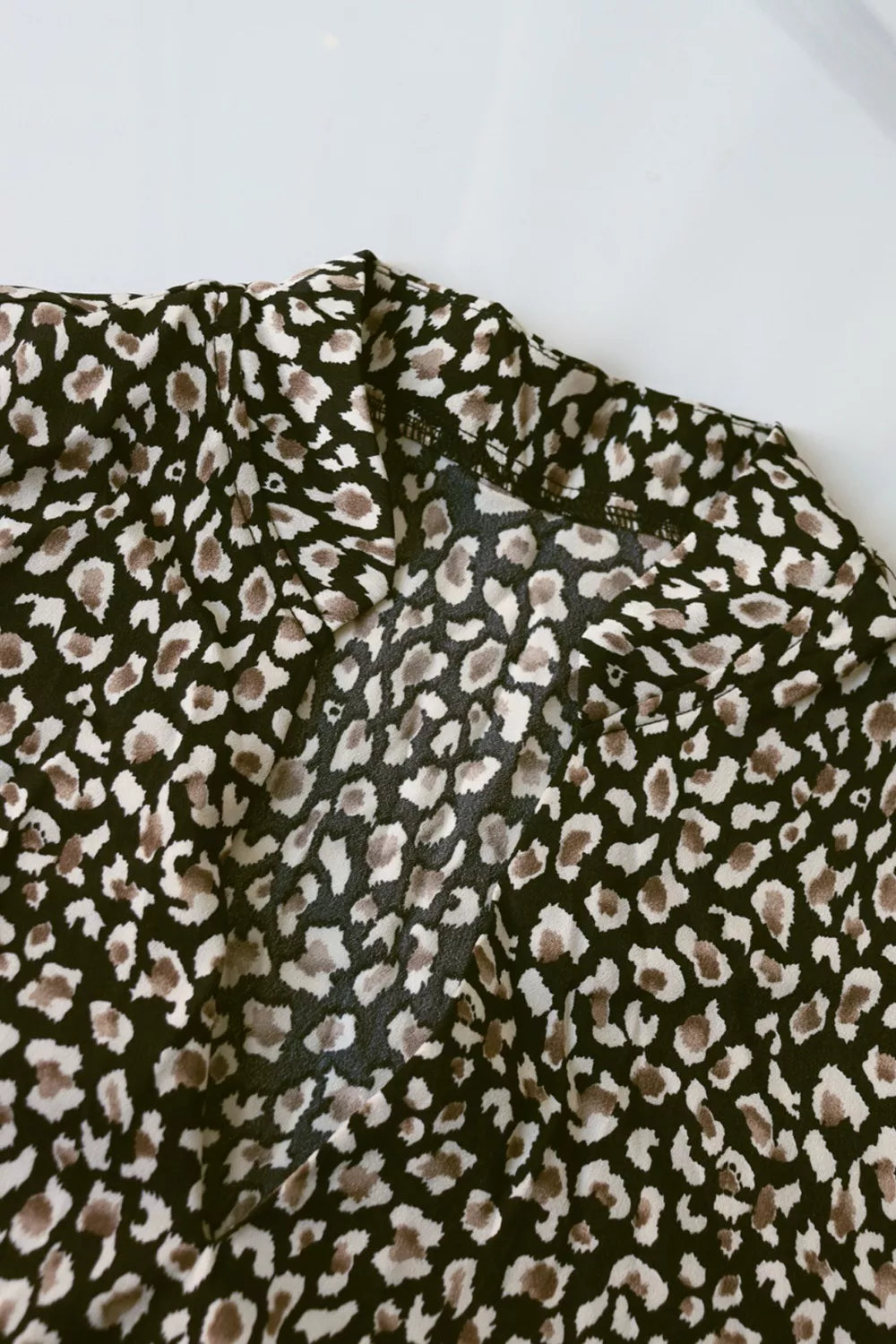 Leopard Notched Balloon Sleeve Dress