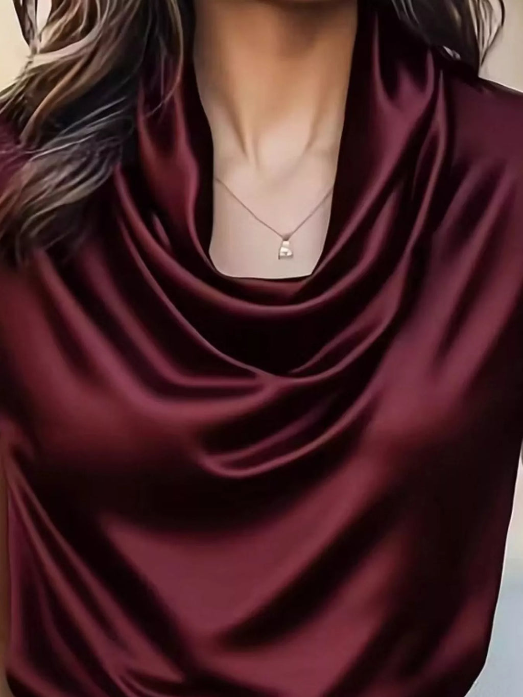 Satin Cowl Neck Blouse