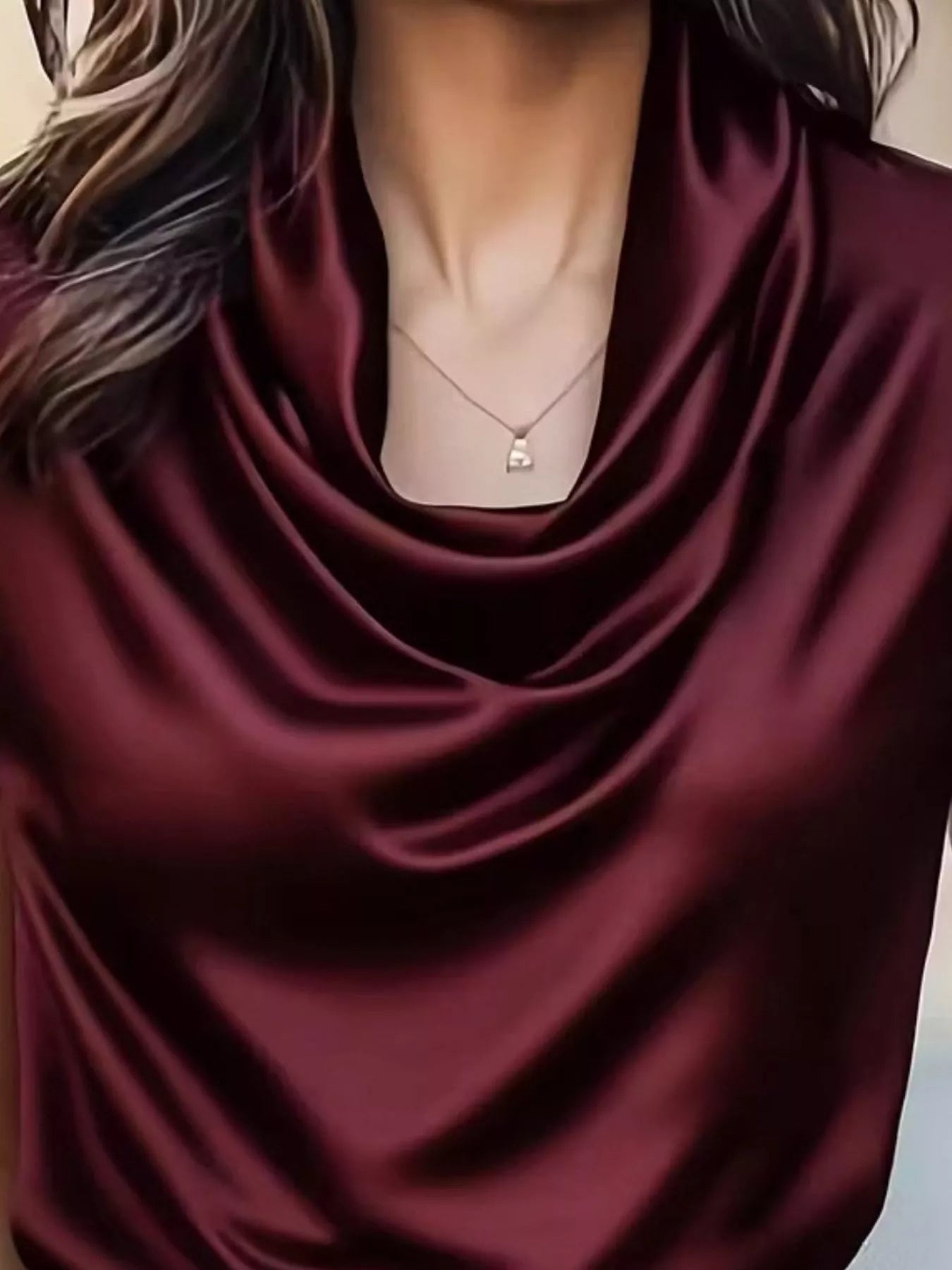 Satin Cowl Neck Blouse