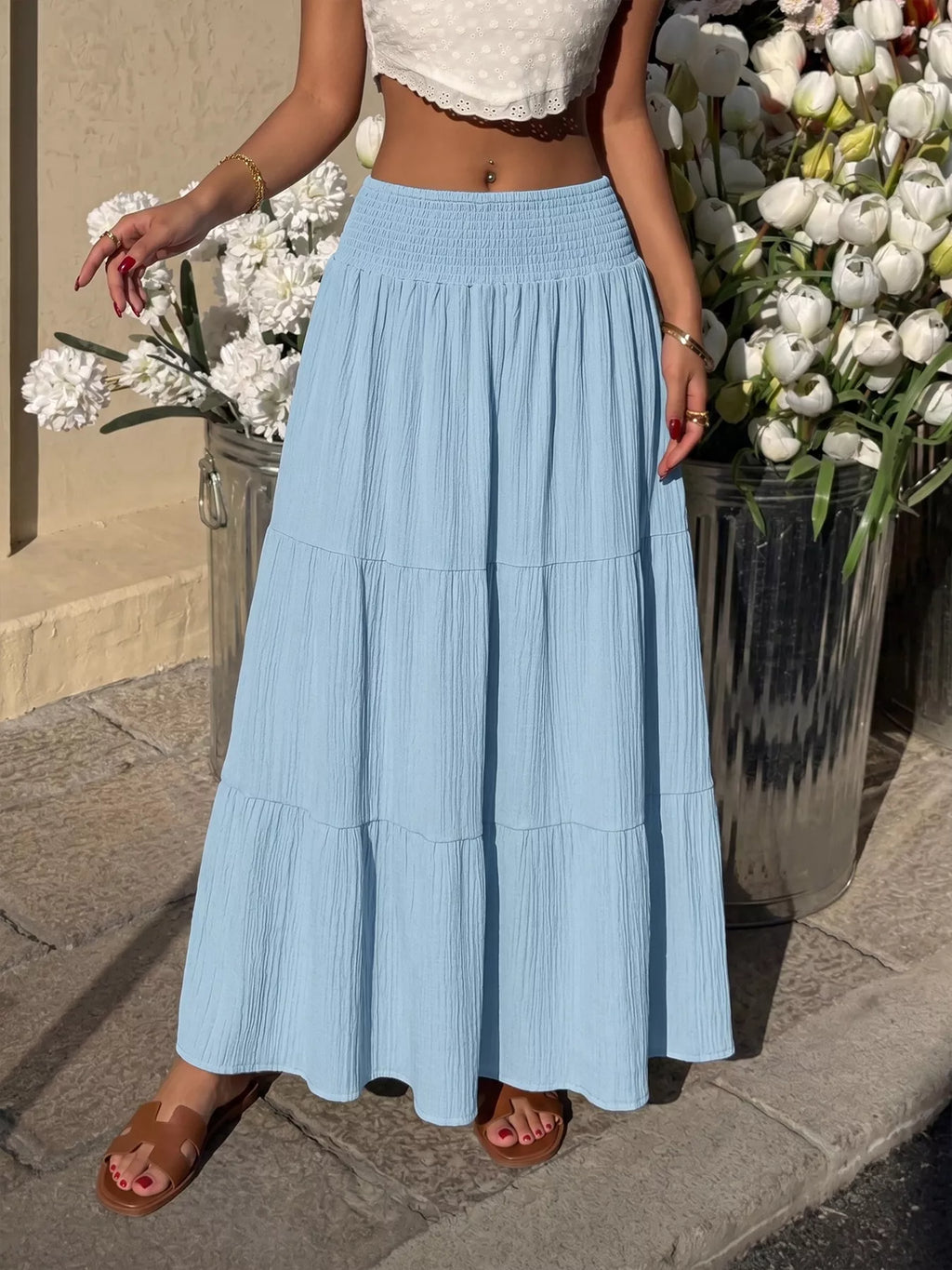 Tiered Flowy Maxi Skirt