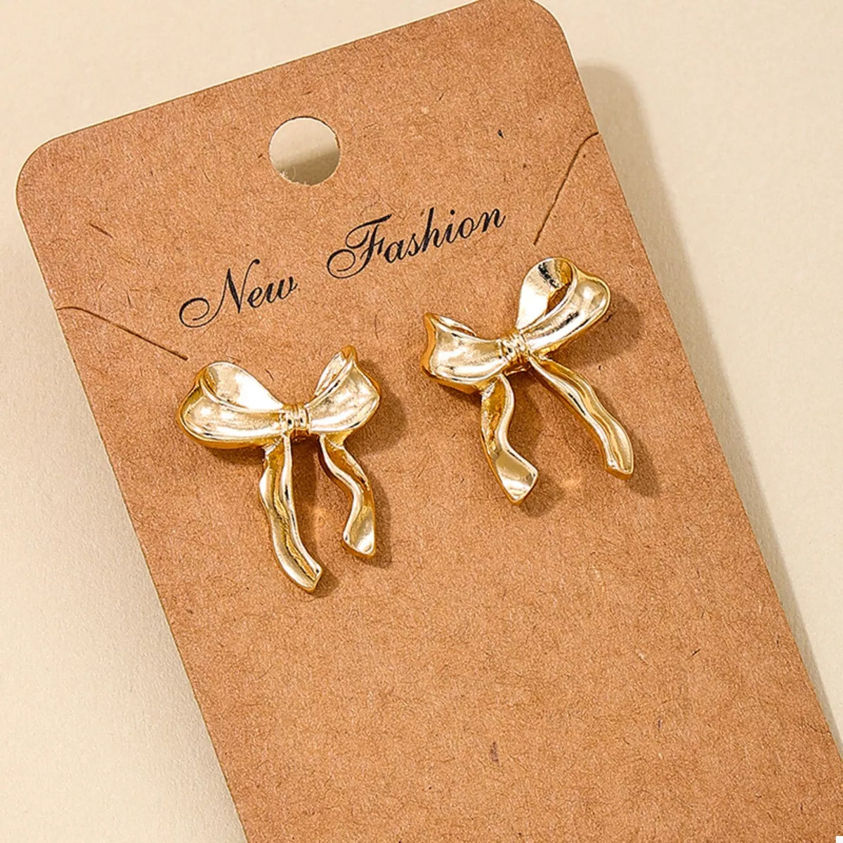 18K Gold-Plated Alloy Bow Stud Earrings