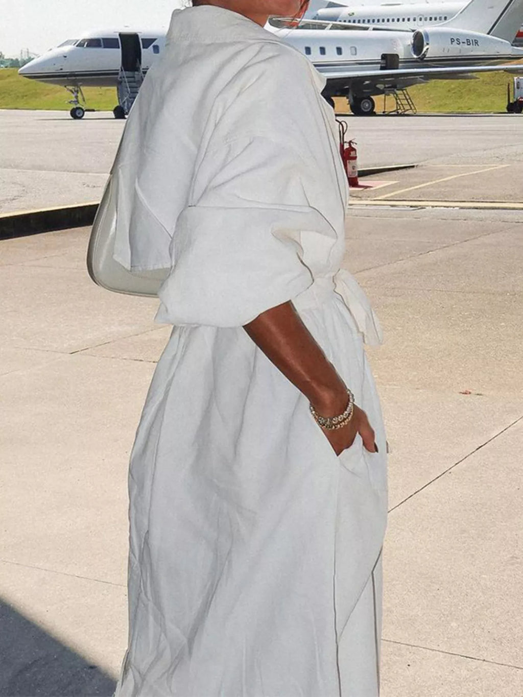 Tie Waist Midi Shirt Dress