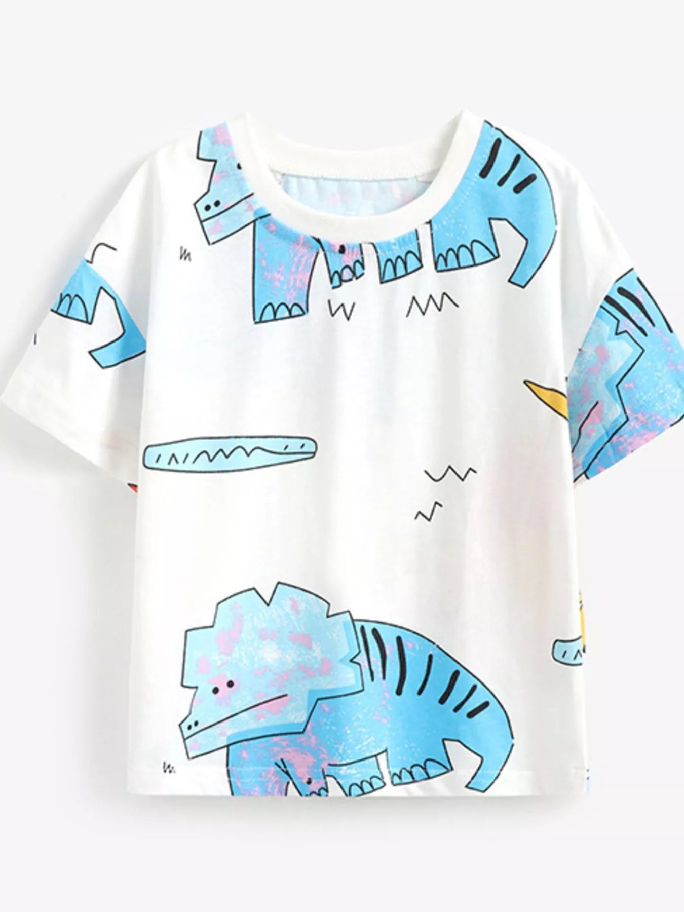 Children's Dinosaur Print Round Neck T-Shirt