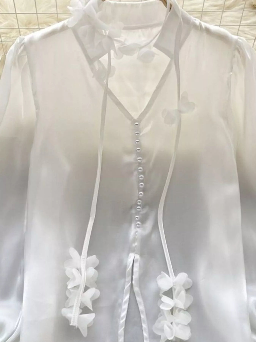 Sheer Floral Embellished Shirt