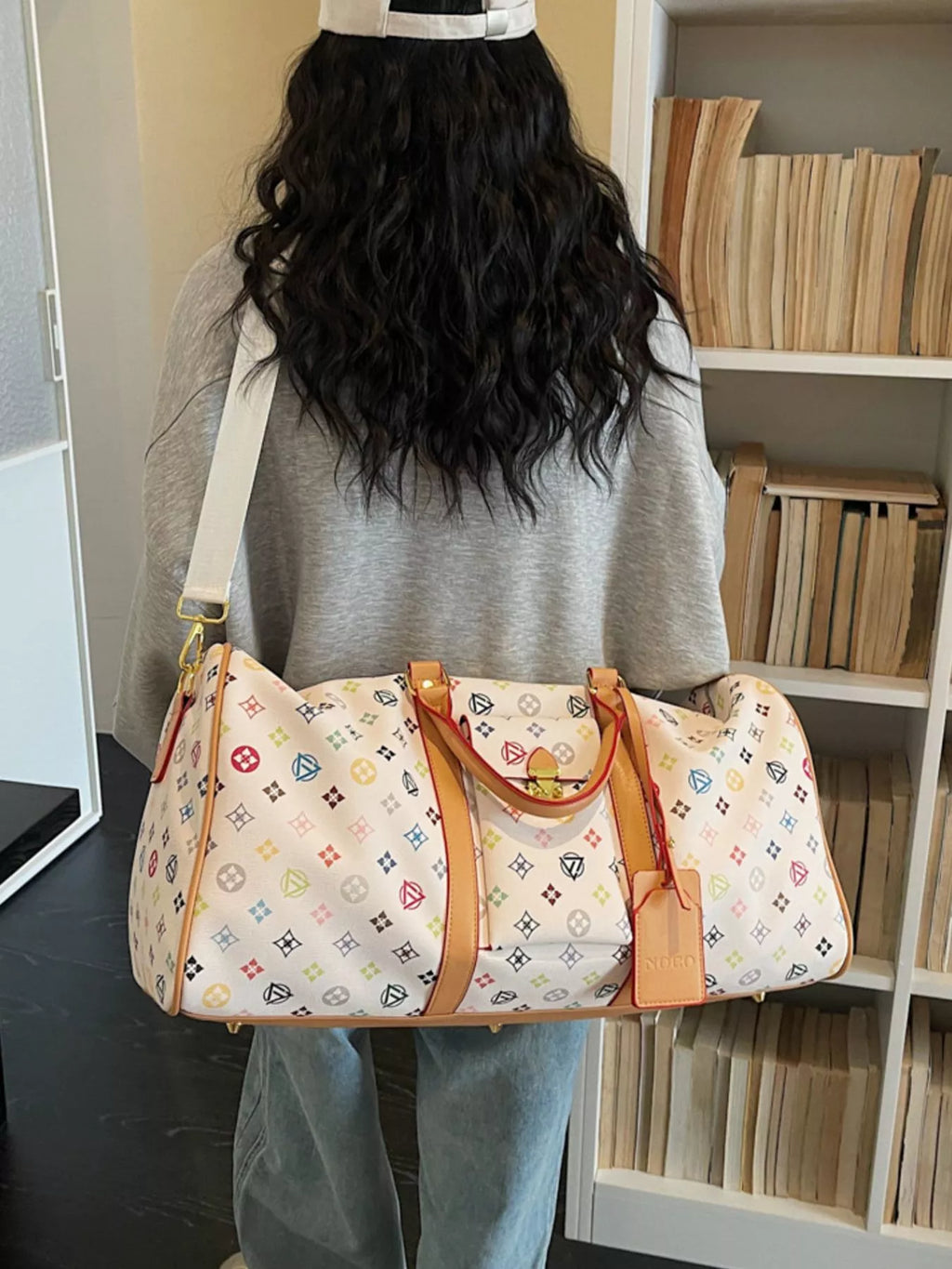 Printed Leather Travel Bag