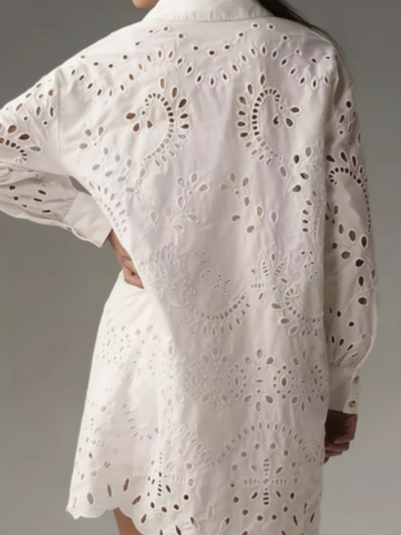 Eyelet Button Up Longline Shirt