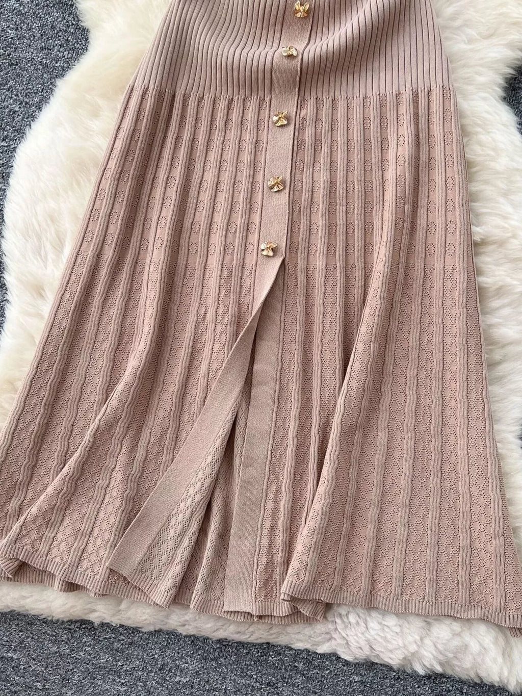 Button Front Short Sleeve Knit Dress