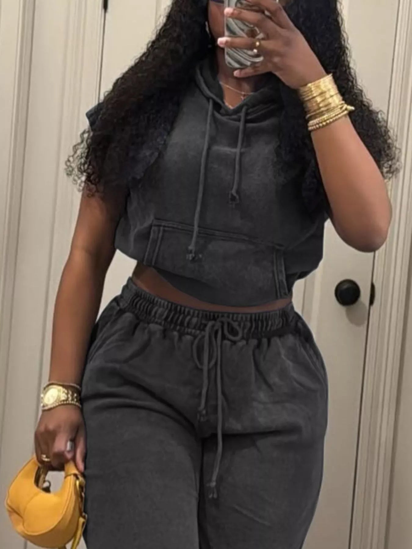 Hooded Crop Top and Shorts Set