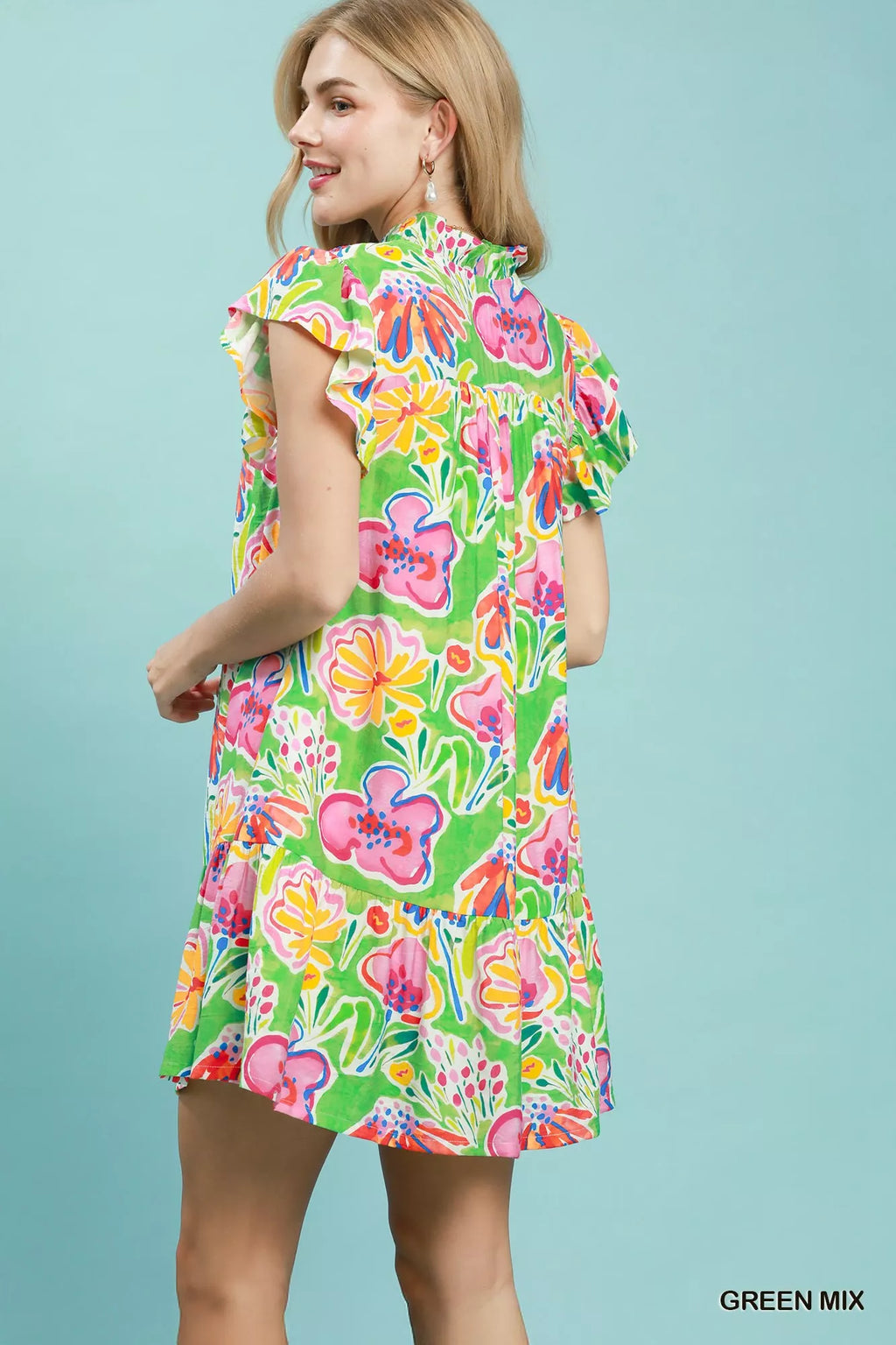 Umgee Floral Ruffle Mini Dress
