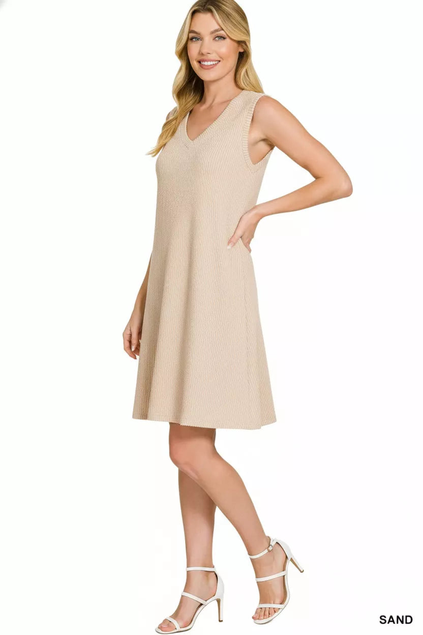 Zenana Raised Rib Sleeveless Mini Dress