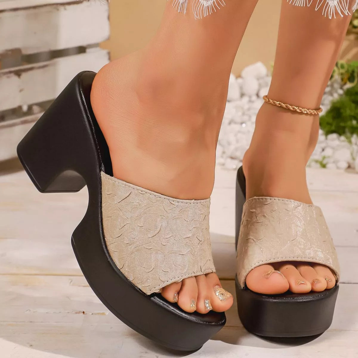Open Toe Block Heels Sandals