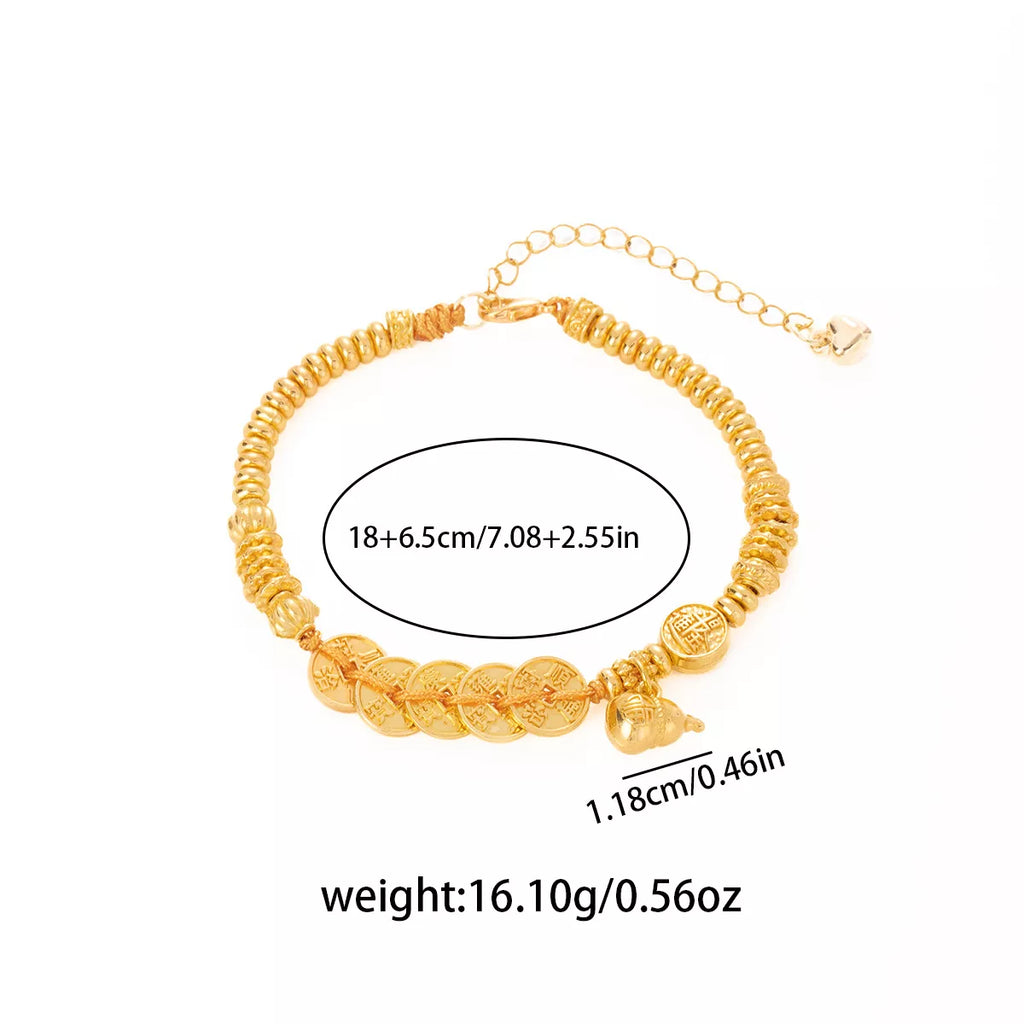 18K Gold-Plated Zinc Alloy Coin Bracelet