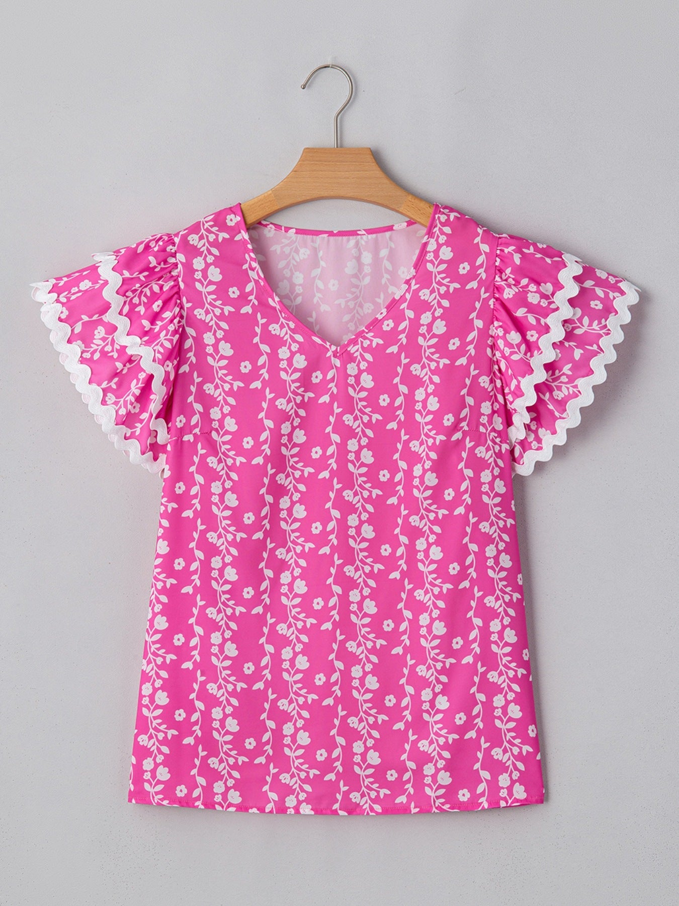 Floral Print Ruffle Sleeve Blouse