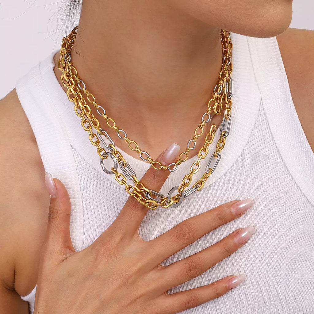 Stainless Steel Chain Link Circle Necklace