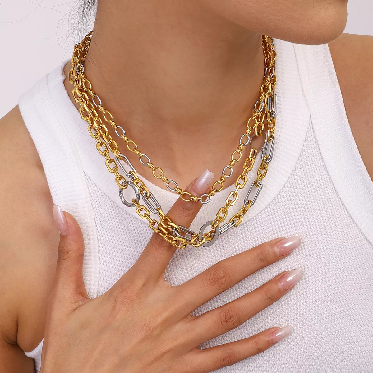 Stainless Steel Chain Link Circle Necklace
