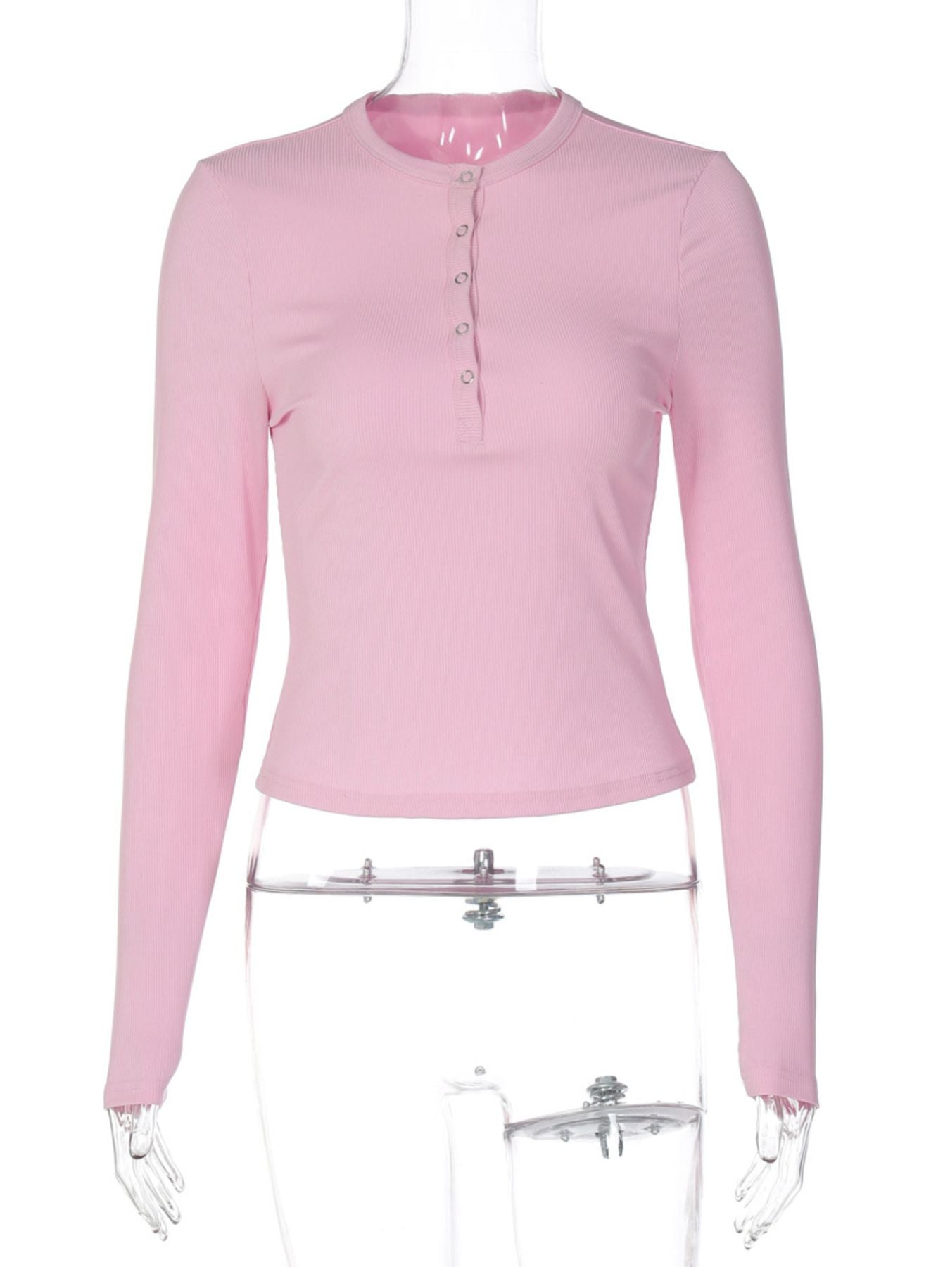 Ribbed Knit Long Sleeve T-Shirt