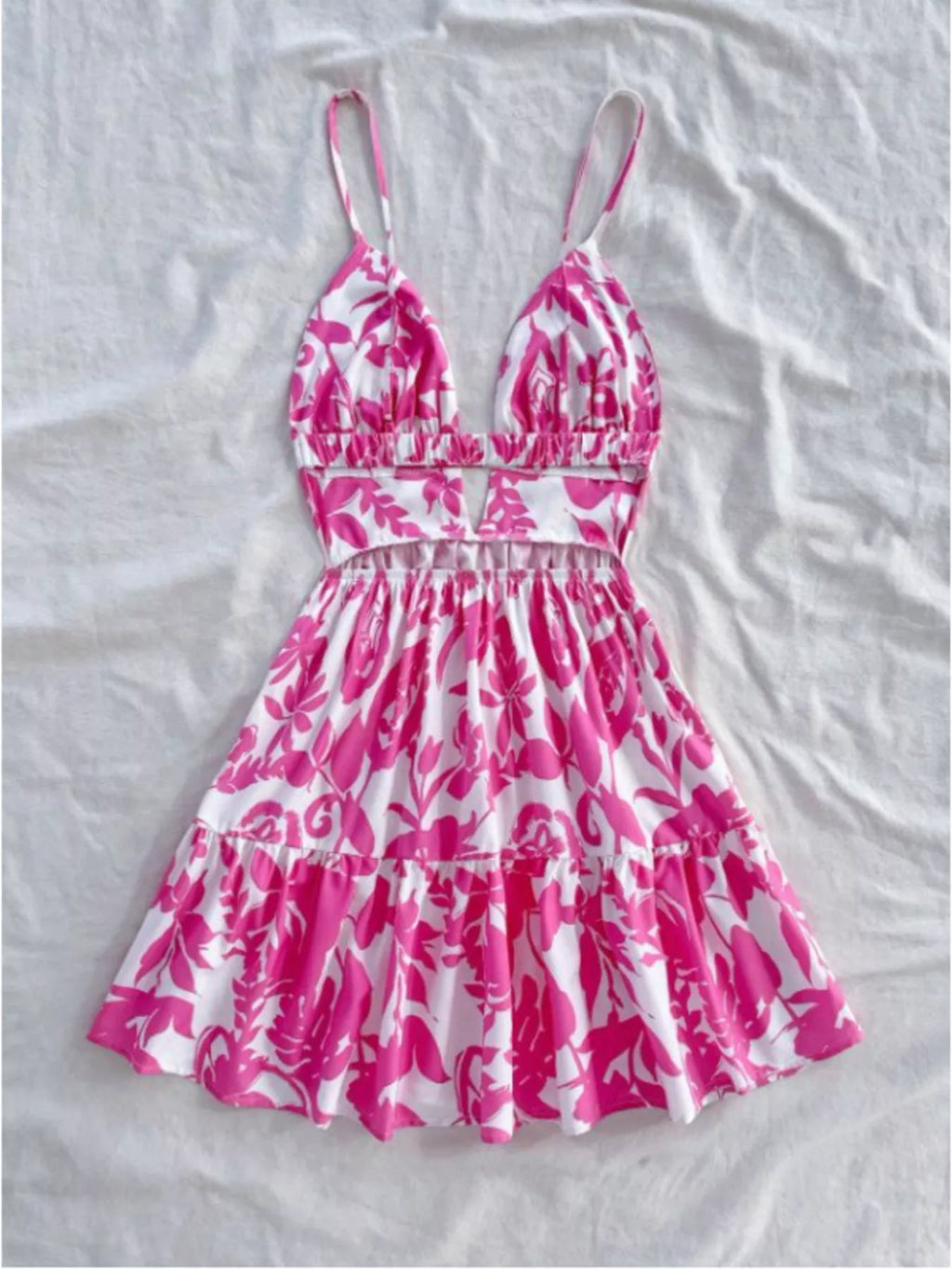 Floral Print Cutout Mini Dress