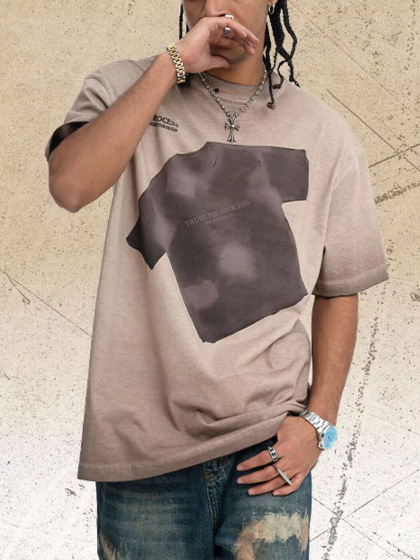 Men's Graphic Washed Round Neck T-Shirt