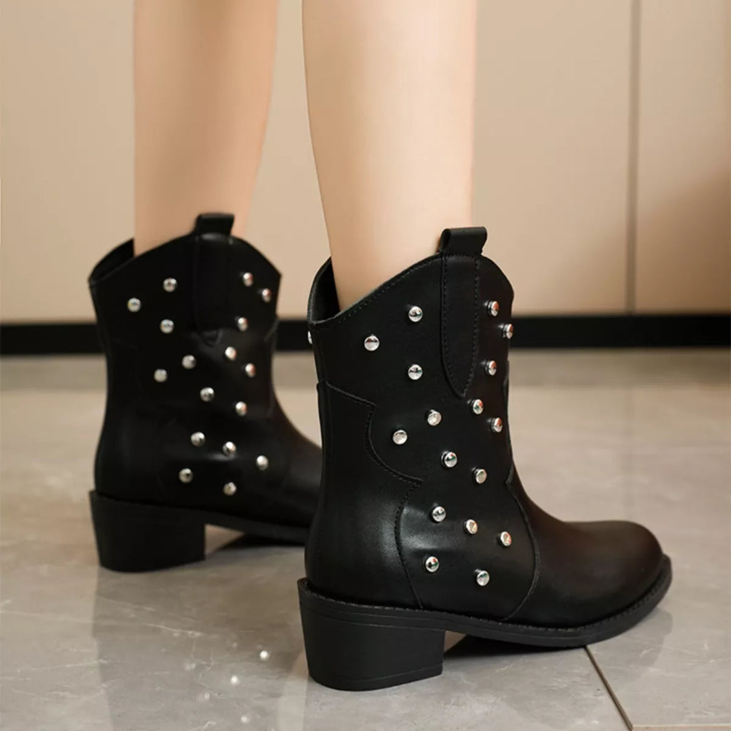 Studded Western Ankle Boots