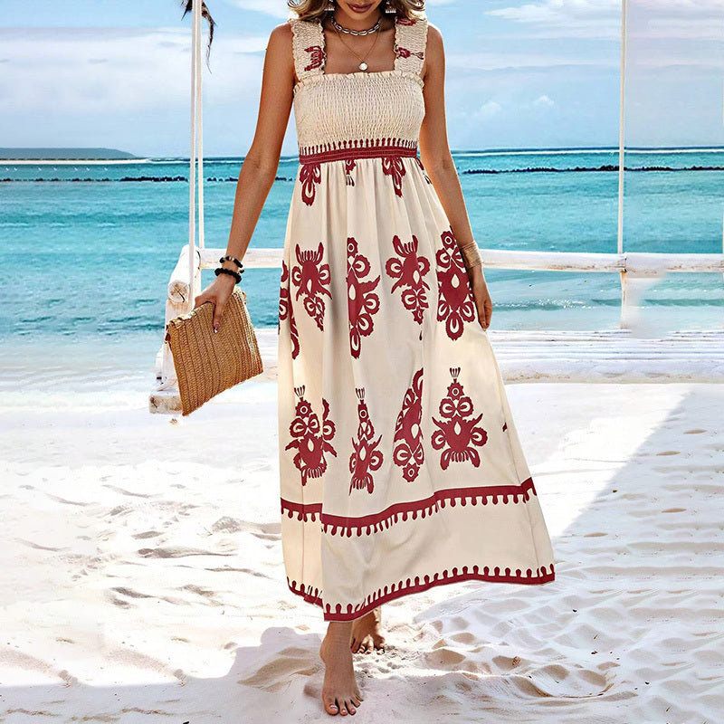 Women’s Wide-Strap Printed Maxi Dress