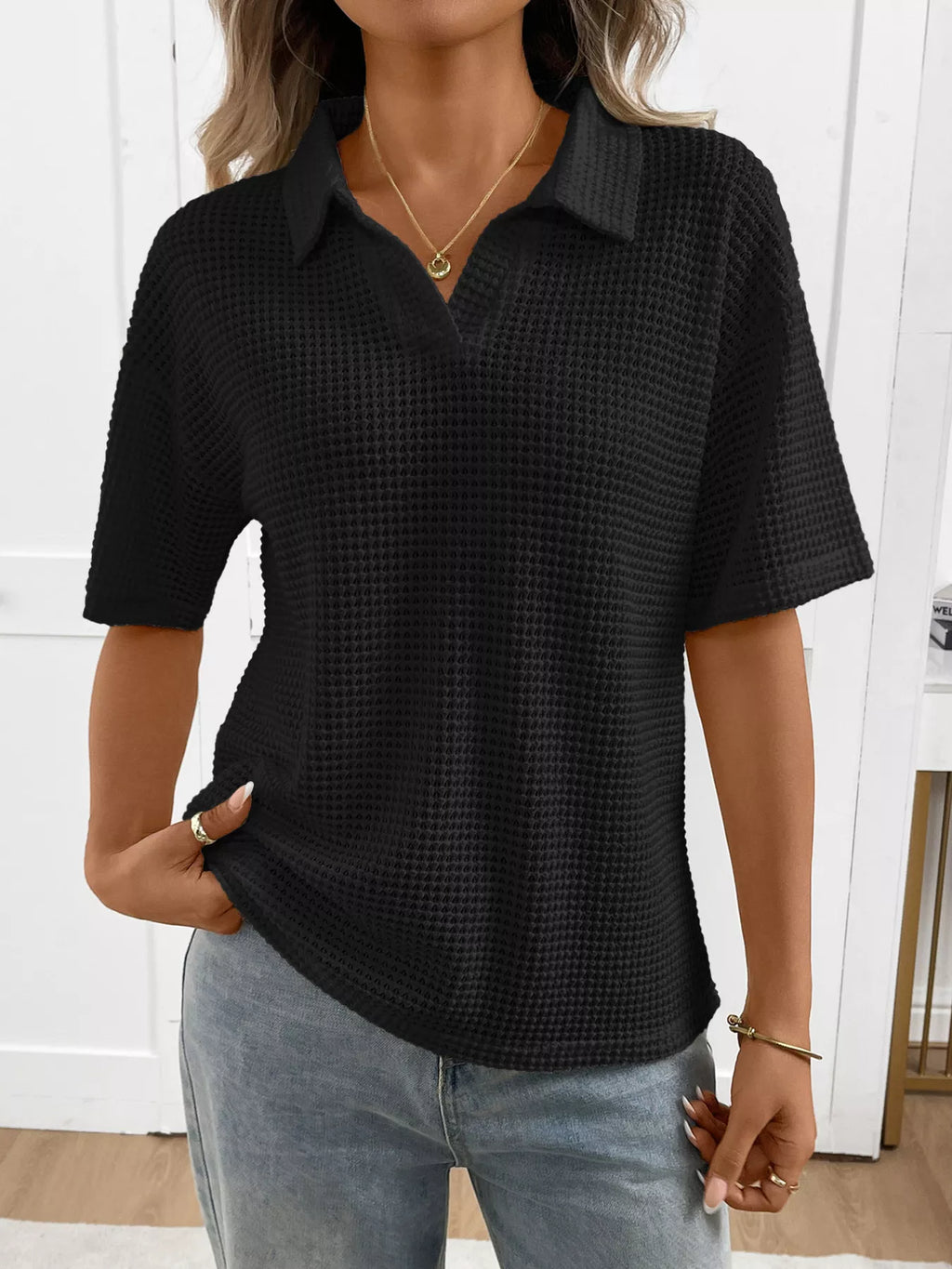 Striped Knit Short Sleeve Top