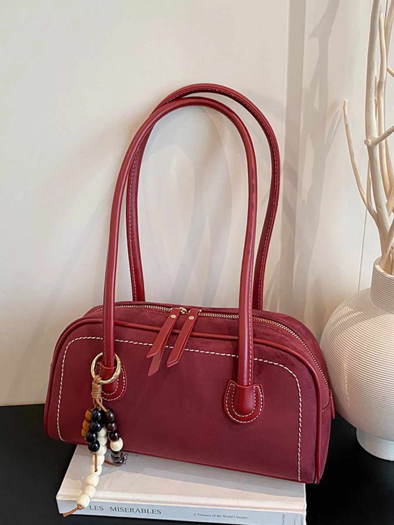 Zipper Closure Shoulder Bag