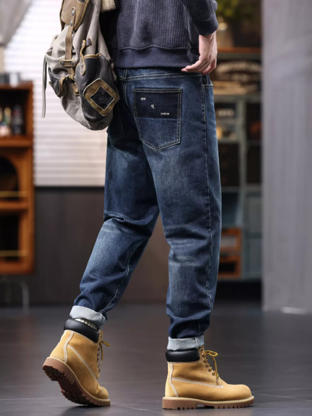 Men's Plus Size Drawstring Waist Relaxed Fit Jeans