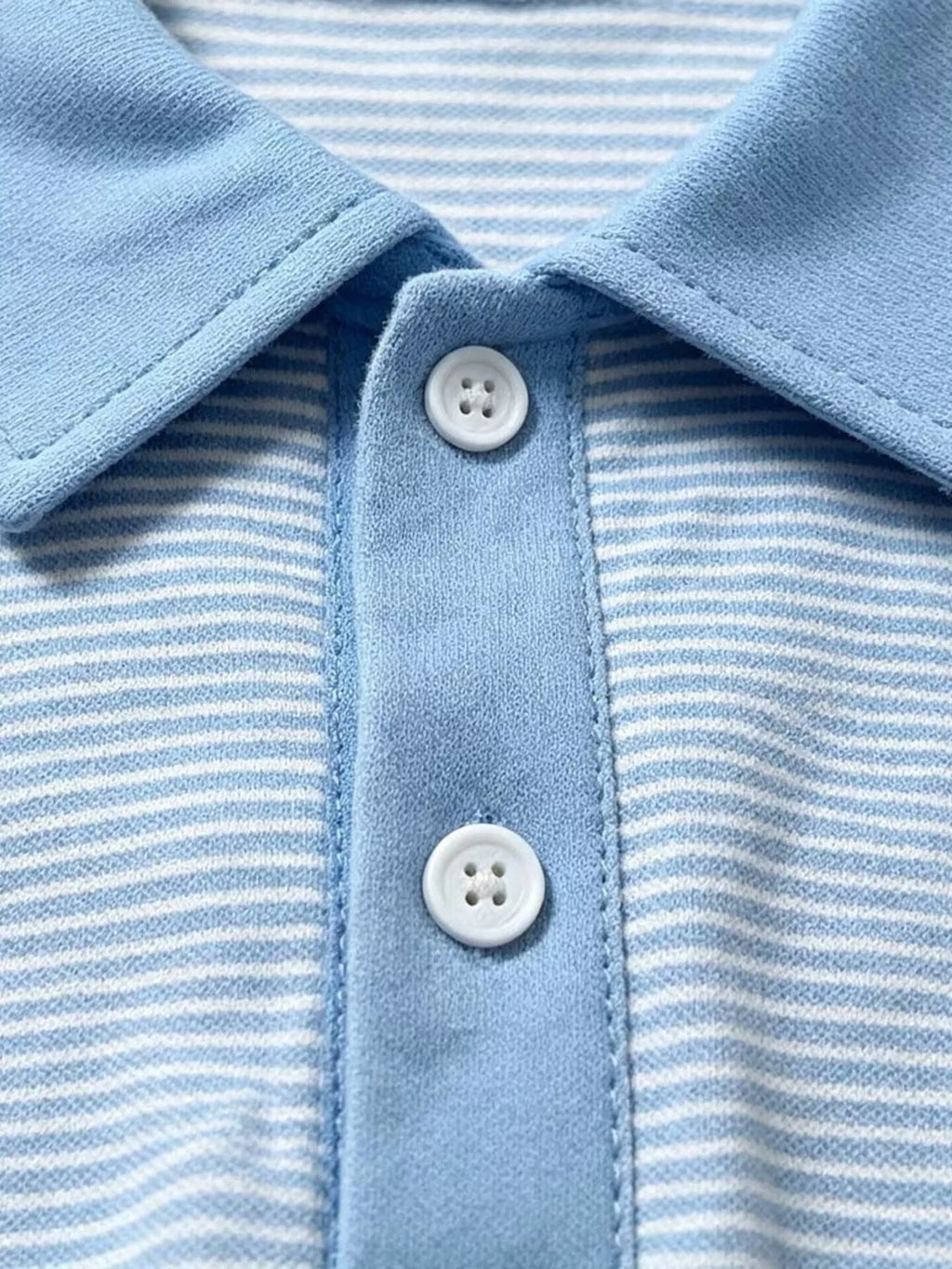 Children's Striped Polo Shirt & Shorts Set with Apple Embroidery