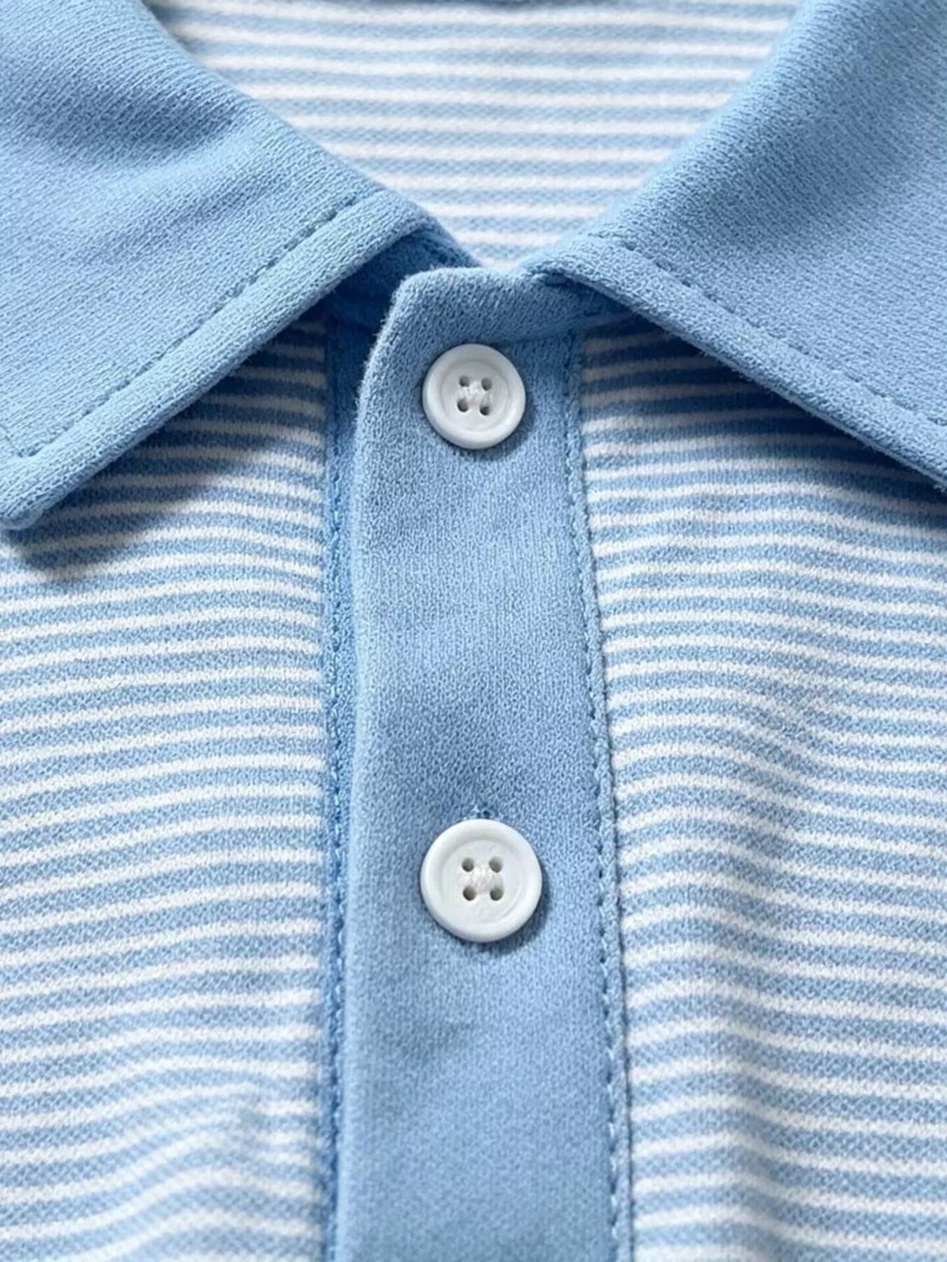 Children's Striped Polo Shirt & Shorts Set with Apple Embroidery
