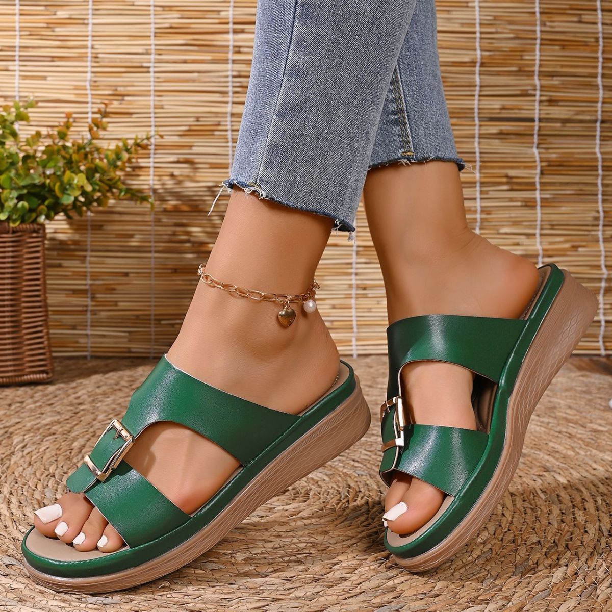 Open Toe Buckle Sandals