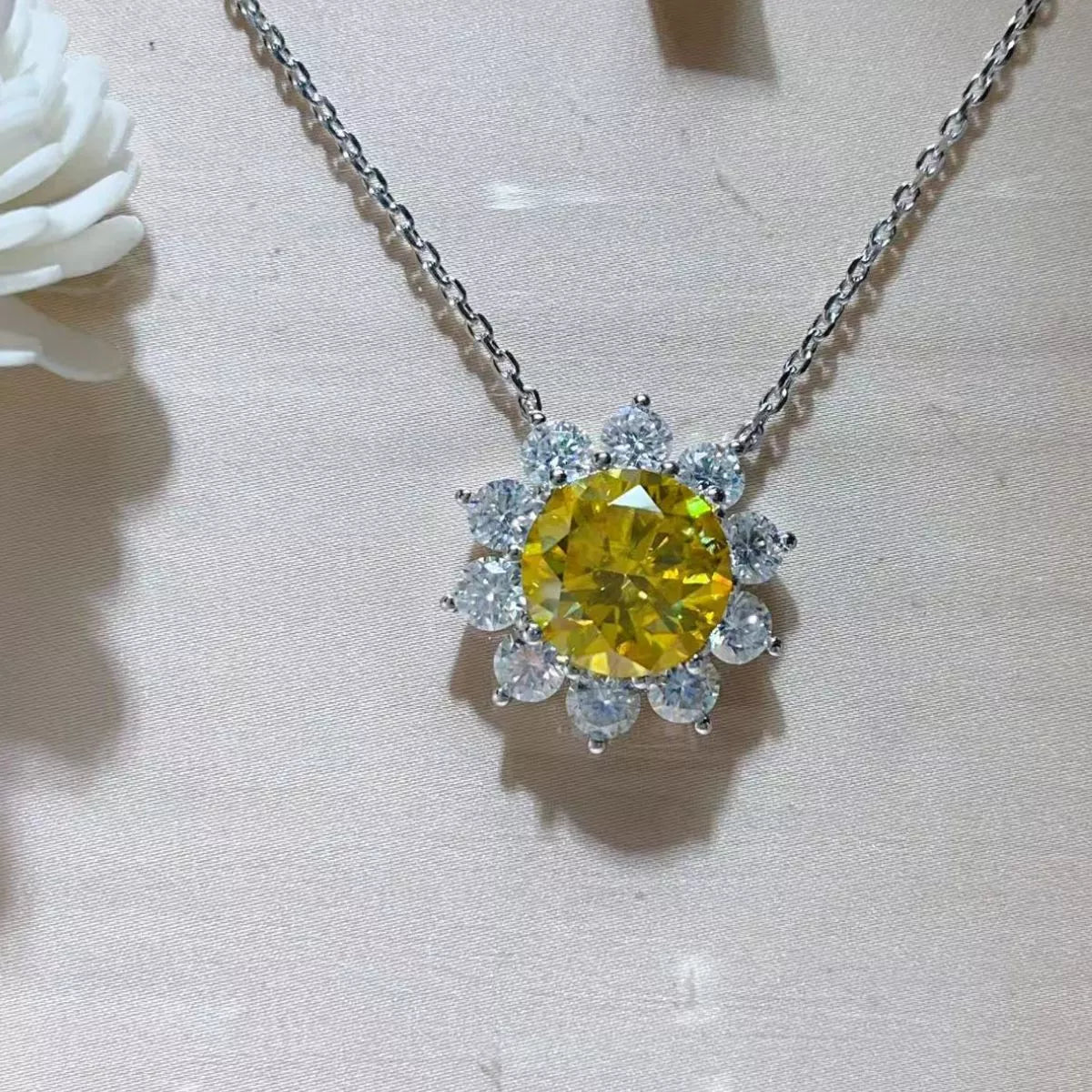 5 Carat Moissanite 925 Sterling Silver Pendant Necklace