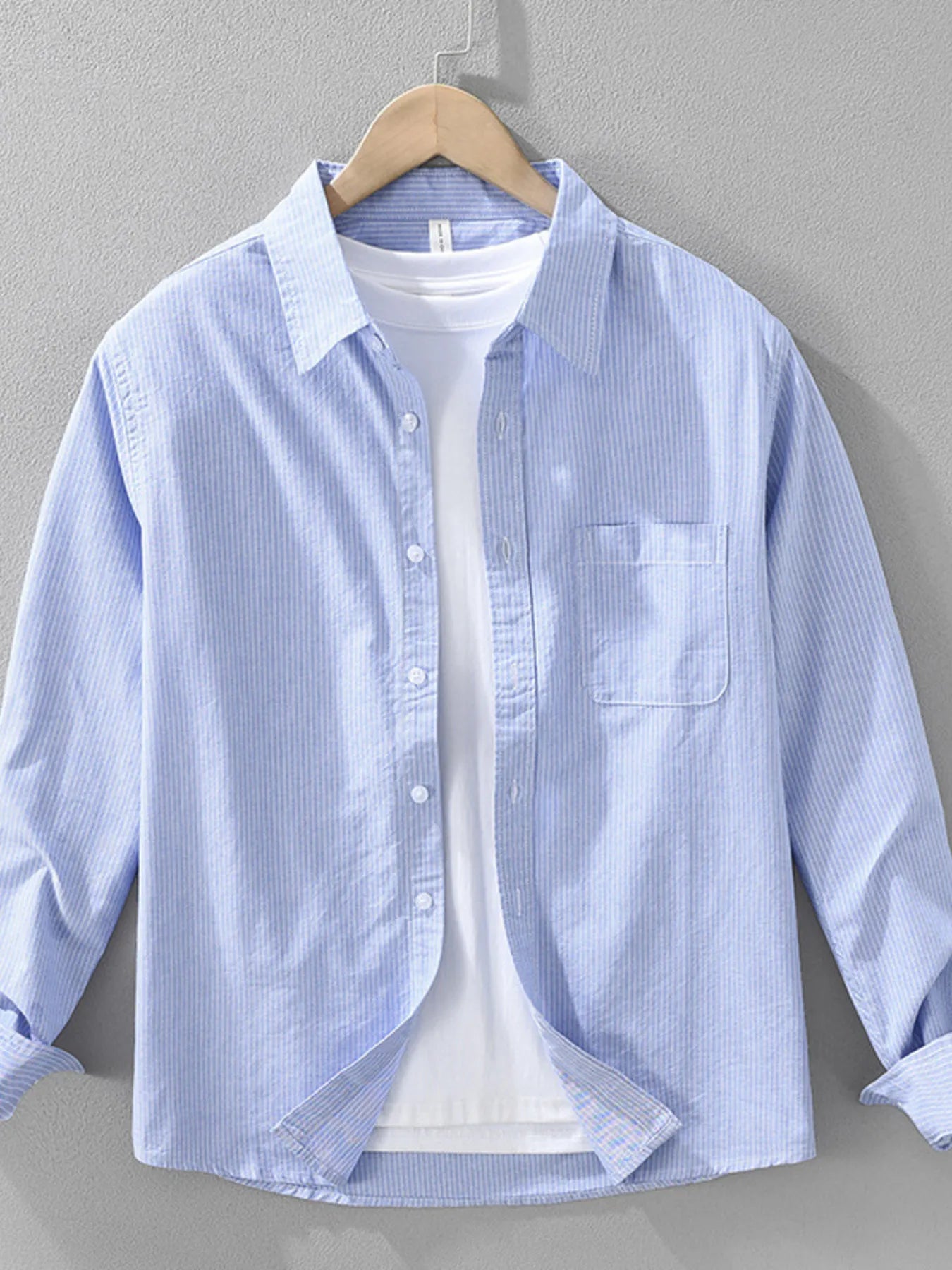 Men's Plus Size Striped Button Up Long Sleeve Shirt