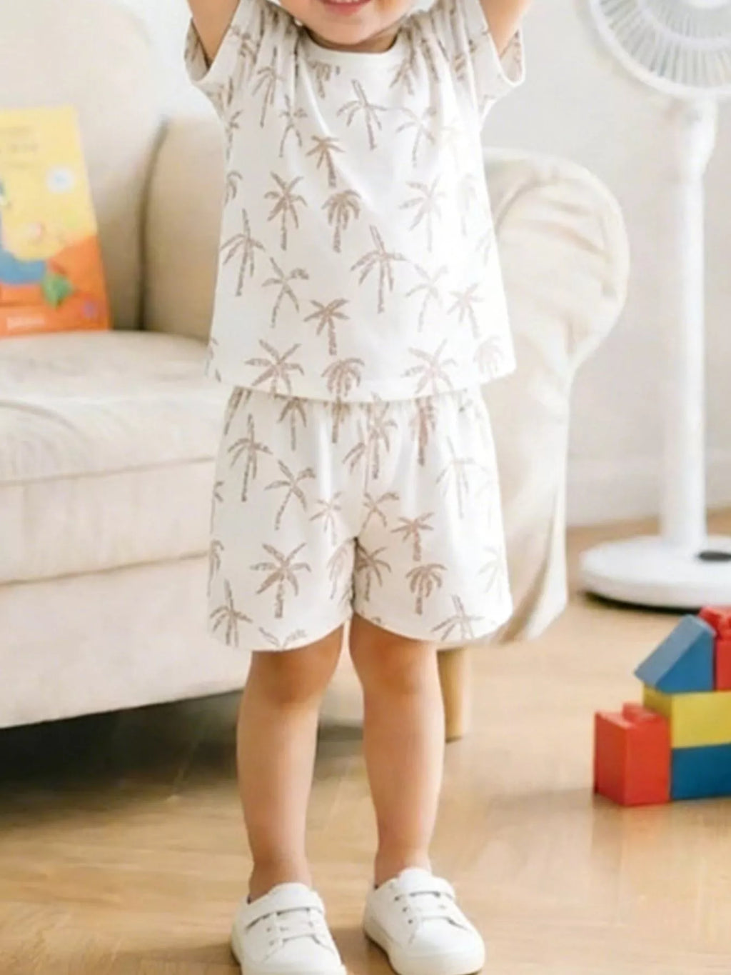 Children's Tropical Palm Print Tee and Shorts Set