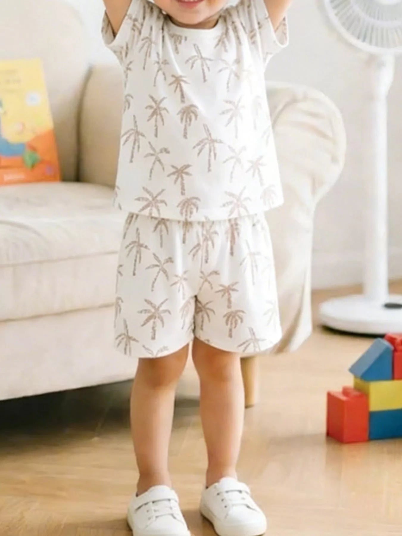 Children's Tropical Palm Print Tee and Shorts Set