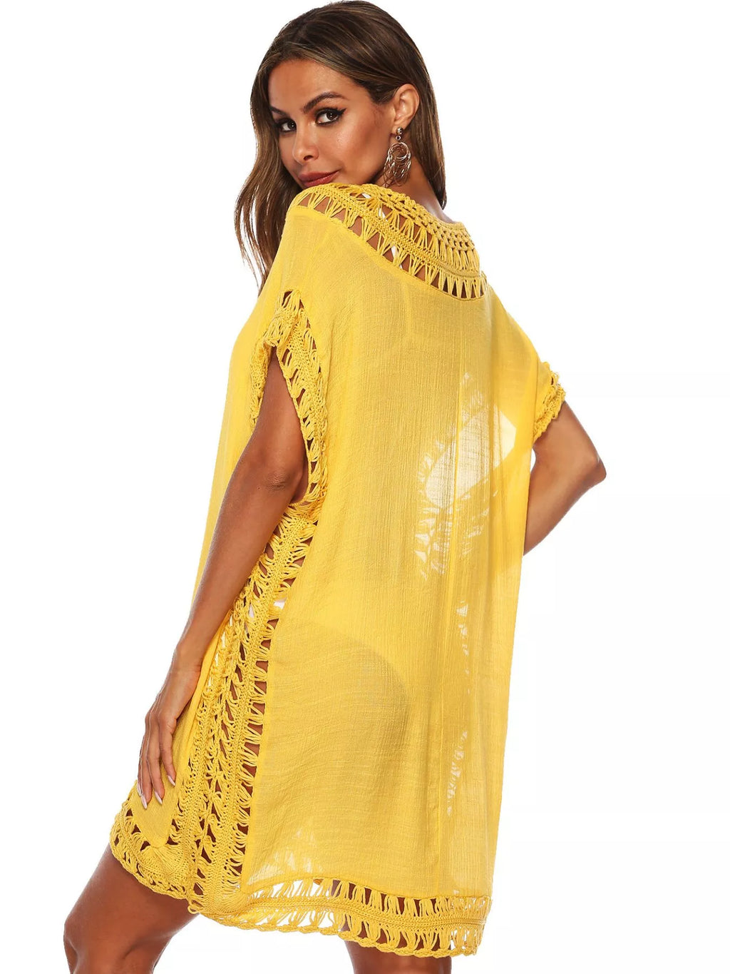 Crochet Trim V-Neck Cover-Up Dress