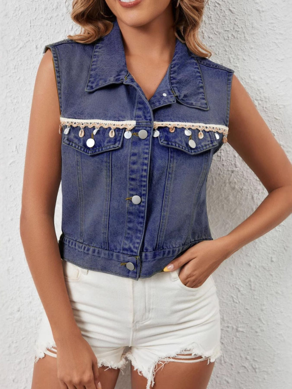 Button Up Denim Vest